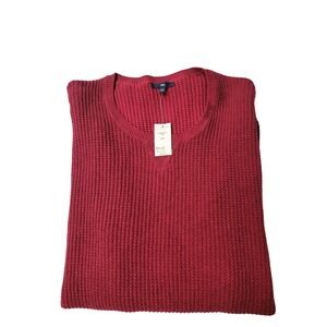GAP Mens XXXL Sweater Red Waffle Knit Crewneck Pullover Long Sleeve NWT